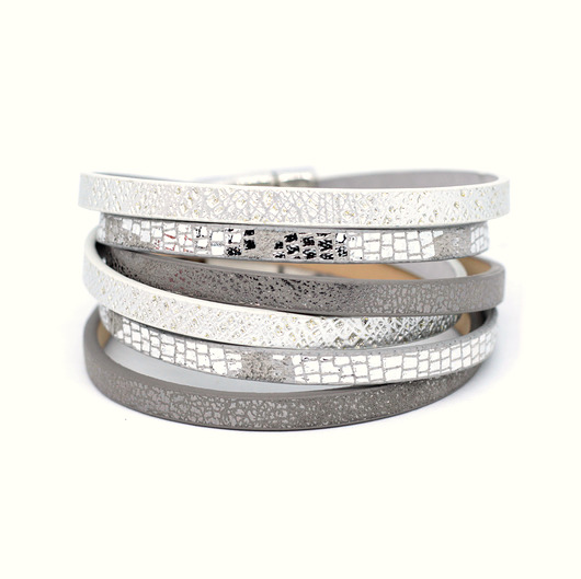 Bransoletka rzemienie Fun szaro-biała Kociokwik Jewelry