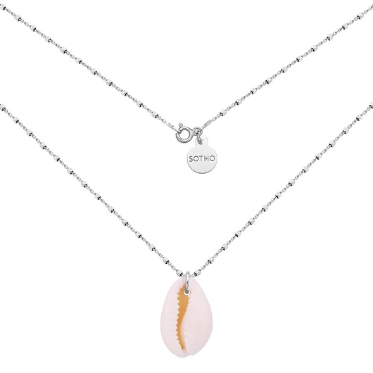 srebrne naszyjniki Srebrny naszyjnik z dużą muszelką