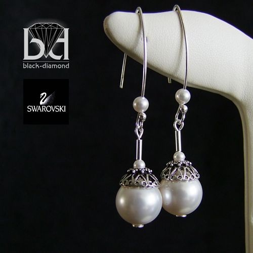 perły kryształ Swarovski w czapeczkach Bali Black Diamond
