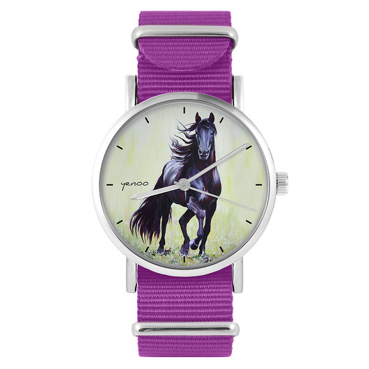 zegarki damskie Zegarek - Czarny koń 2 - amarant, nylonowy