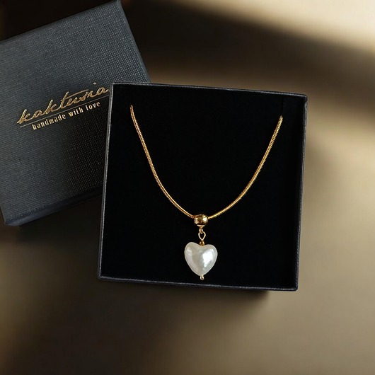 złote naszyjniki Serce - perła : naszyjnik : wyjątkowy prezent PREMIUM