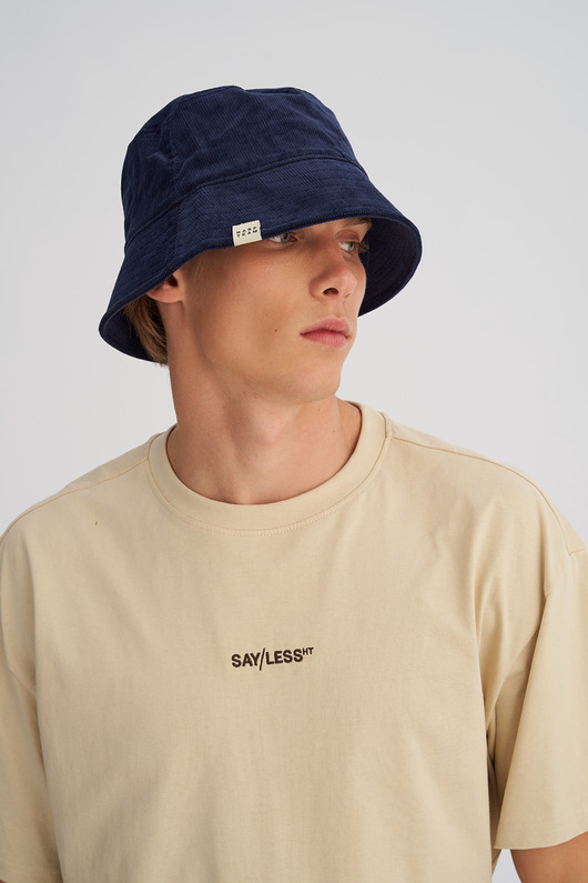 czapki i kapelusze męskie Sztruksowy kapelusz bucket granatowy