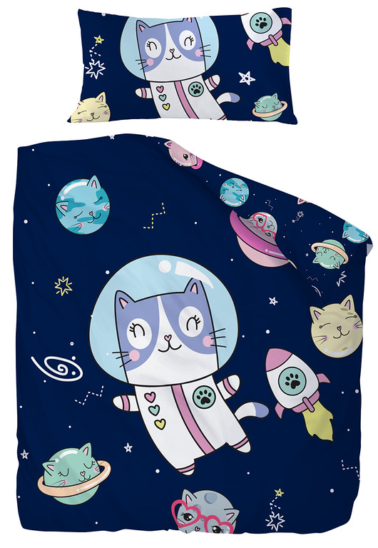 Komplet pościeli 70x80+140x200cm COSMO CAT kid be