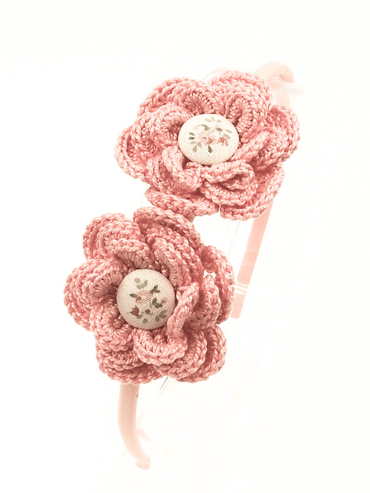 ozdoby do włosów dla dzieci Opaska do włosów kwiatki szydełkowe Laura