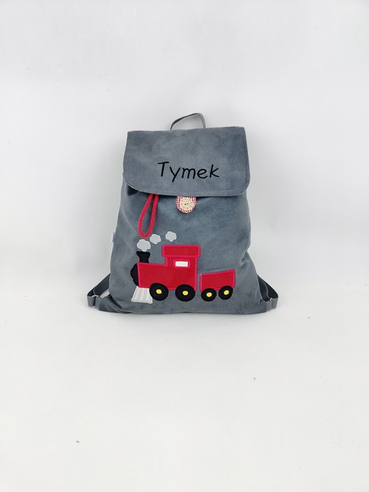 torebki, worki i plecaki dziecięce Personalizowany plecak przedszkolaka, plecak z lokomotywą, plecak z imieniem