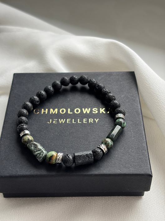 biżuteria męska Bransoletka Męska Unikatowa Serafnit i Turmalin