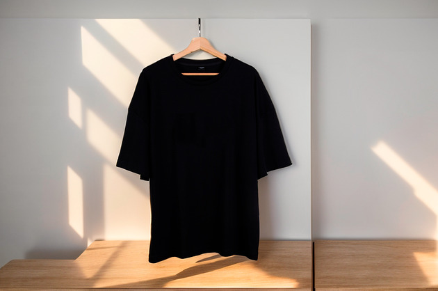 t-shirt damskie Czarna Unisex Oversize T-Shirt Basic