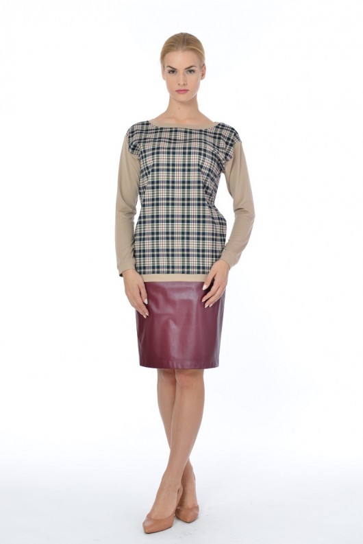 Bluza w kratę beżowa Insist