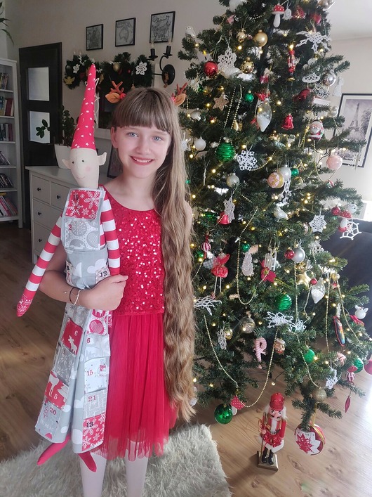 dekoracje świąteczne Kalendarz adwentowy ogromny skrzat 120cm