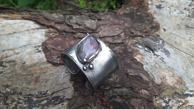 bransoletki wire wrapping Labradoryt -  bransoletka regulowana