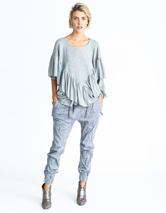 spodnie materiałowe damskie II ZIP: loose denim trousers