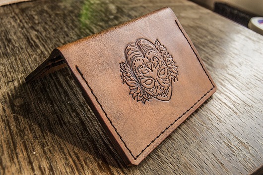 Mini portfel, card holder postarzany InthLeathercraft