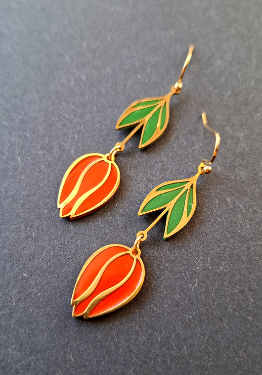 kolczyki z masy plastycznej Kolczyki tulipany no3