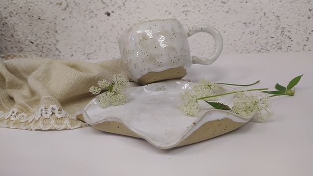 filiżanki Filiżanka ceramiczna bielona Natural