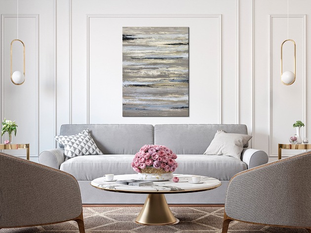 obrazy Beżowy obraz abstrakcyjny ze złotem "Golden Treasure" 60x90 cm