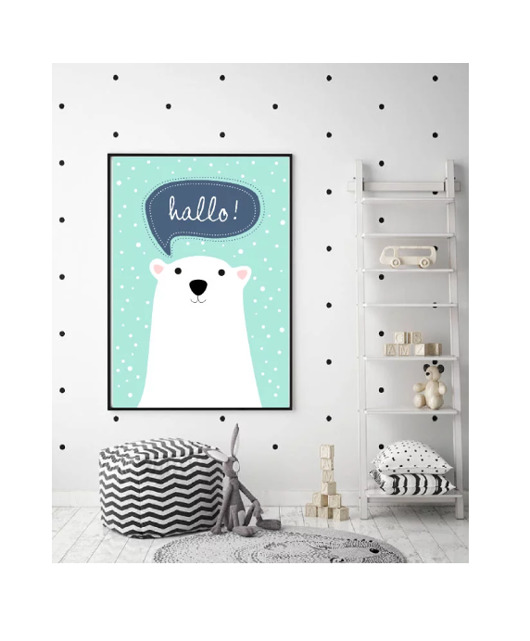 PLAKAT DO POKOJU DZIECKA z misiem polarnym black dot studio