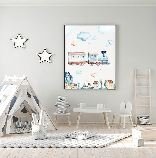 Plakat dla chłopca Ciuchcia Wallie Studio Dekoracji