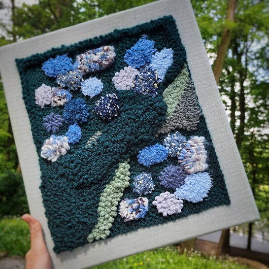 obrazy Obraz zielona sciana punch needle