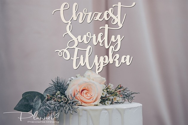 ozdoby na chrzest Duży Toper Topper na tort Chrzest z imieniem
