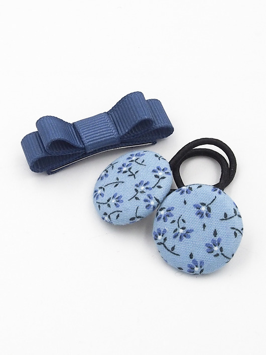 ozdoby do włosów dla dzieci Komplet do włosów gumeczki i spineczka Blue Little Flowers