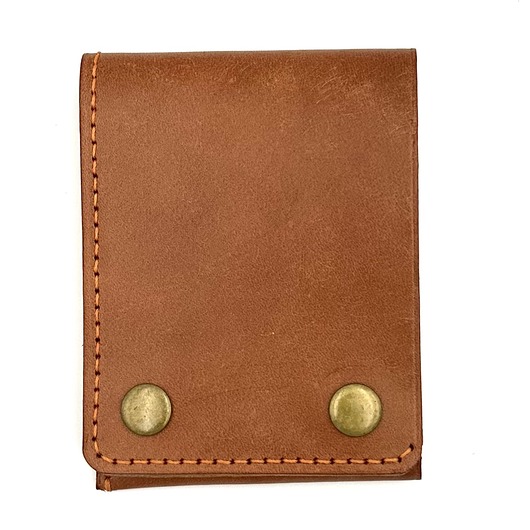 portfele damskie Jasno-brązowy portfel skórzany ręcznie uszyty na karty.