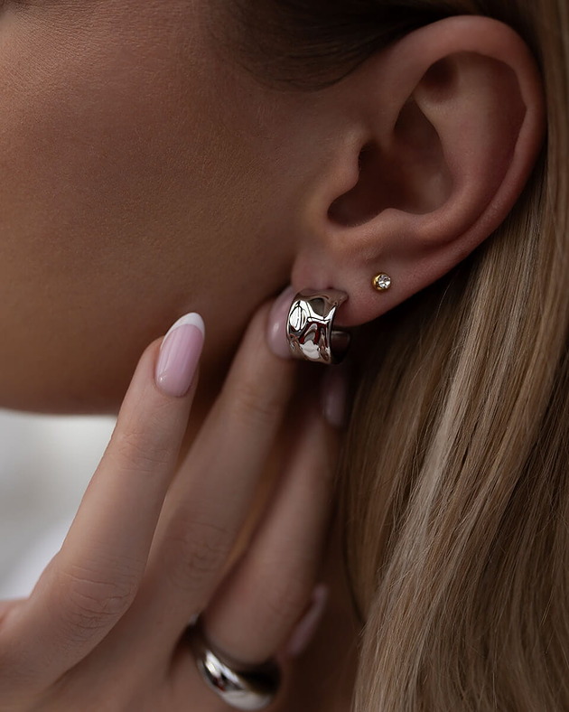 kolczyki pozłacane Srebrne piękne kolczyki ze stali premium