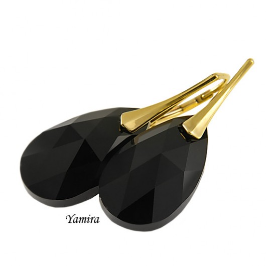 kryształ Swarovski Jet złote - kolczyki yamira