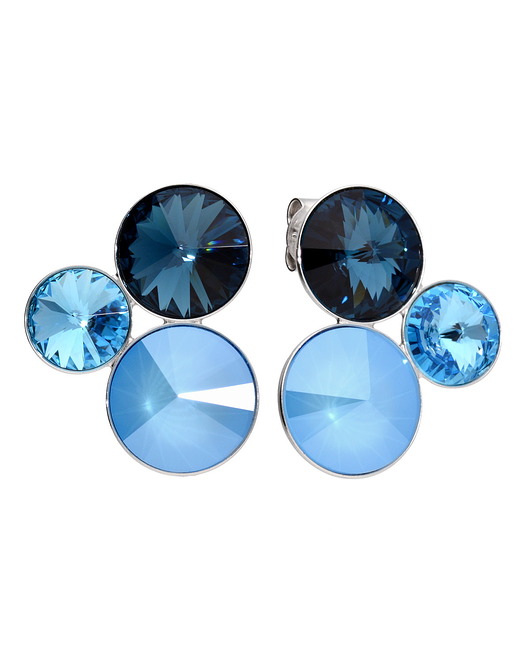 Srebrne potrójne niebieskie kolczyki Swarovski KOM Biżuteria