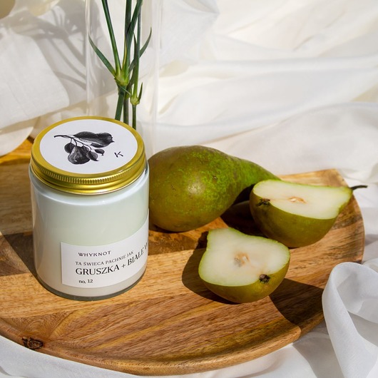 ŚWIECA SOJOWA GRUSZKA + BIAŁE WINO no.12 whyknotcandles
