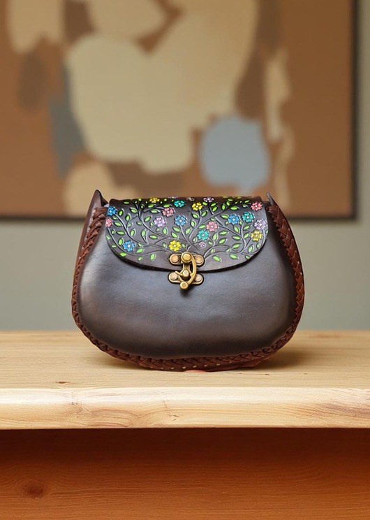 torby na ramię Torebka skórzana Marlene kwiaty ręcznie robiona