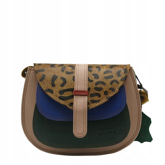 torby na ramię Torebka damska na ramię skórzana pojemna kolorowa ze skrawków eko OLIVKA