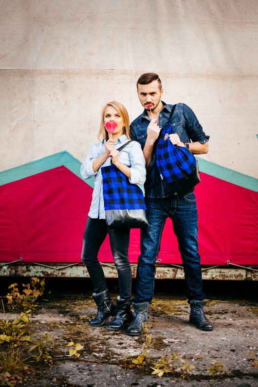 Komplet torba + plecak flanela BORBA
