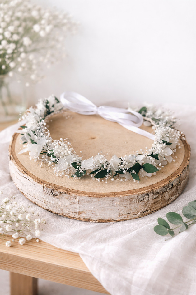 wianki komunijne Wianek na głowę zieleń i biel