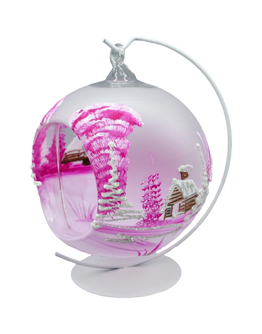 ozdoby choinkowe Bombka Lampion ze stojakiem: Różowa Zima