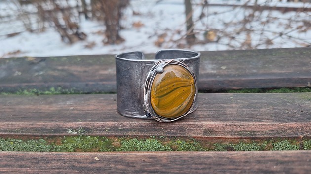 bransoletki wire wrapping Szklana - bransoletka regulowana