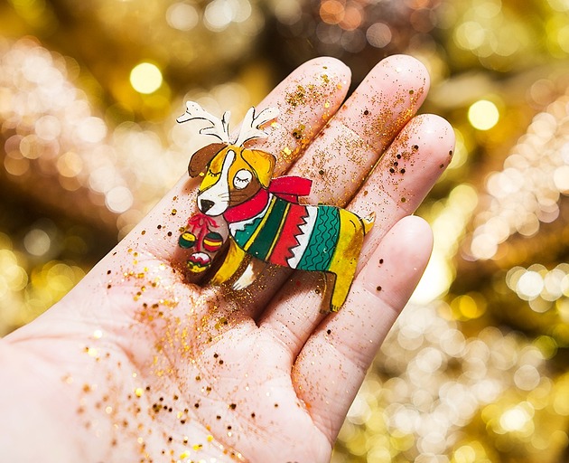 broszki Broszka z  psem w świątecznym swetrze