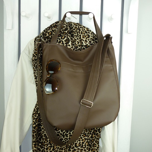 torby na ramię Duża brązowa torba, listonoszka damska, torebka worek na ramię