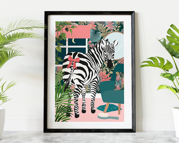 grafiki i ilustracje Plakat Wieczór Zebry w Dżungli