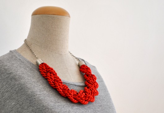 Czerwony pleciony Karolina Perchacz Design