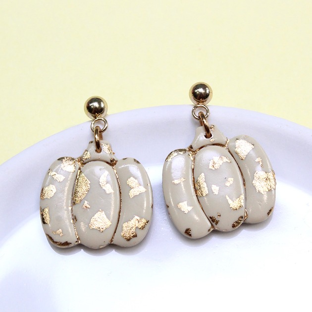 kolczyki z masy plastycznej JESIENIARA kolczyki beżowe dynie