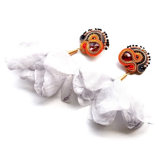 kolczyki soutache Sutaszowe kolczyki  LAVA z kwiatami