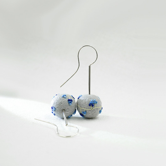 kolczyki srebrne Kolczyki srebrne Filcowa łączka