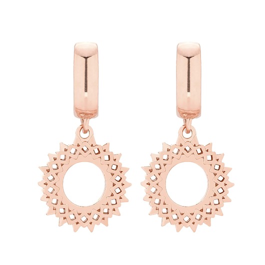 kolczyki srebrne Kolczyki z rozetką z różowego złota