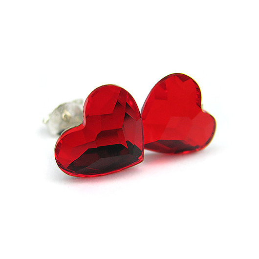 kolczyki swarovski Kolczyki - kryształy Swarovski - serduszka Light Siam