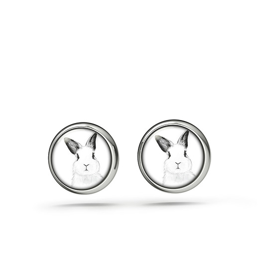 kolczyki szklane Kolczyki sztyfty - Królik - mini