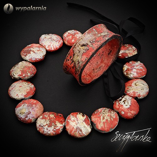 komplet biżuterii RAKU RED 001 Szczyglowska