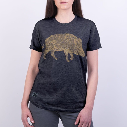 t-shirt damskie Koszulka damska DZIK grafitowa