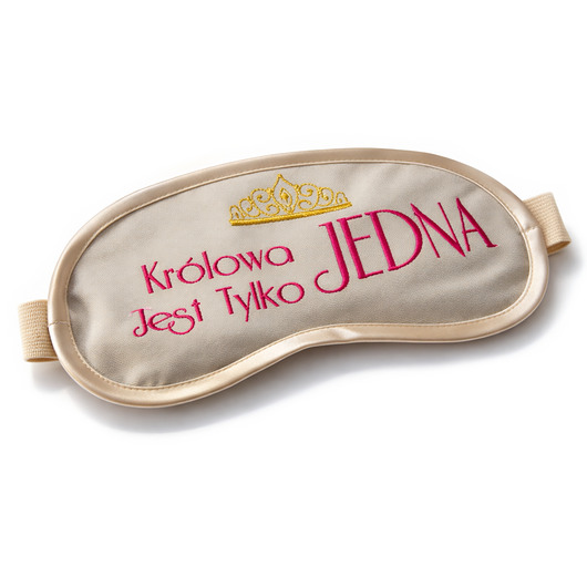 opaski na oczy OPASKA Beżowa bawełniana haftowana - Królowa jest tylko jedna PREZENT