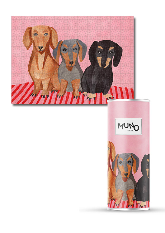 puzzle dla dzieci Puzzle 1000 "Jamniki" by Iga Kosicka w ozdobnej tubie