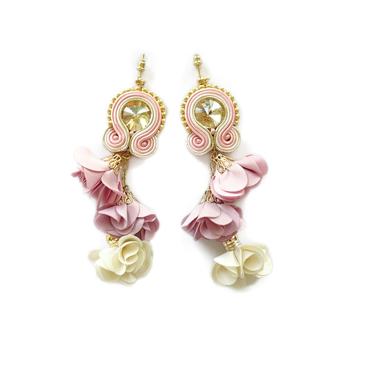 Różowe koktajlowe kolczyki soutache Mró Soutache